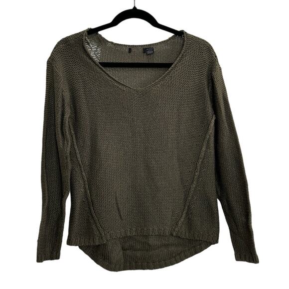 Women's Knitted Green V-Neck Sweater with Suede Elbow Patches XS - Picture 1 of 11